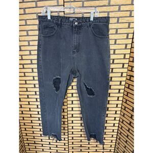 Prettylittlething Black Slim Mom Jeans Size 12
